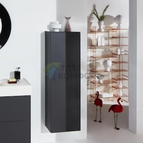 Шкаф подвесной Laufen Kartell с 4 стеклянными полками, 400x270x1300 мм, цвет серая галька (4.0828.1.033.641.1) - фото 1