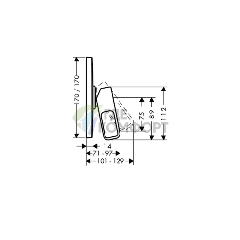Смеситель для душа AX Urquiola настенный, сталь (11625800) - фото 2
