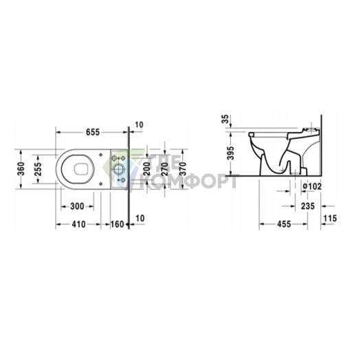 Унитаз Duravit Starck 3 моноблок 655x360 мм с бачком и креплением, белый (126010000) - фото 2