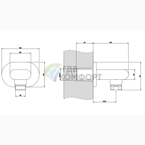 Смеситель Gessi Goccia с выводом воды на 1/2 в цвете хром (33769#031) - фото 2