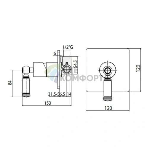 Смеситель для душа Bossini Liberty встраиваемый, матовый никель (Z00067.094) - фото 2