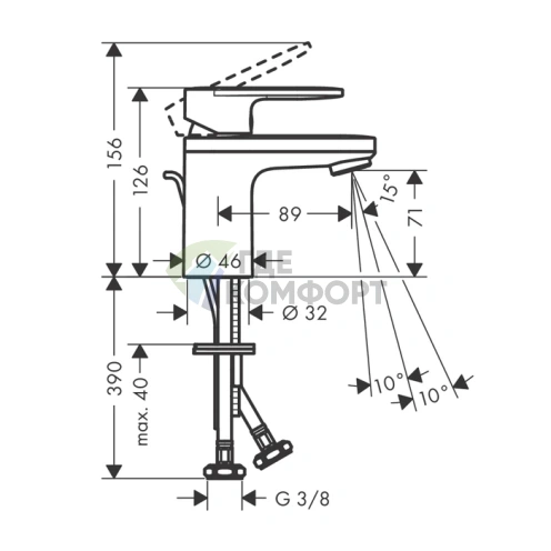 Смеситель для раковины Hansgrohe Vernis Blend с донным клапаном, хром (71570000) - фото 2