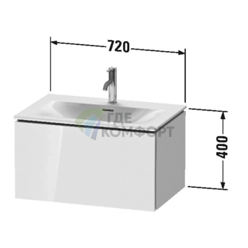 Тумба подвесная Duravit L-Cube White High Gloss 400x720x481 мм с выдвижным отделением (LC613602222) - фото 2