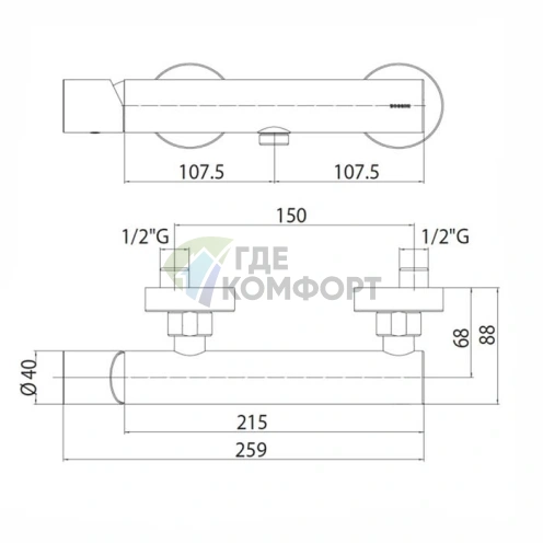 Смеситель для душа Bossini Oki наружный, выход 1/2, хром (Z005130.030) - фото 2