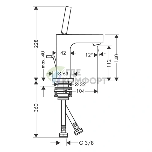 Смеситель для раковины AX Citterio в цвете шлифованное красное золото (39010310) - фото 2