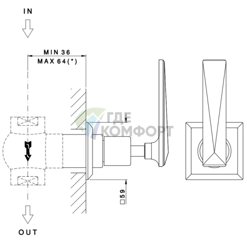 Термостатический вентиль Nicolazzi 3/4 наружный, хром (4912CR28) - фото 2