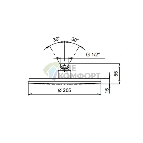 Fantini AK/25 Верхний душ 20 см с защитой от известкового налета в матовом черном цвете (86 13 8113) - фото 2