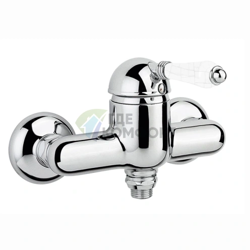 Однорычажный смеситель для душа Nicolazzi с нижним подключением и ручками из состаренной керамики в хроме (3405CR76A) - фото 1