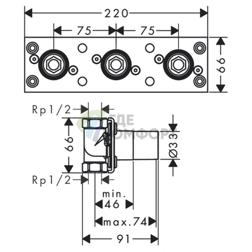 Скрытый механизм термостата AX Showers 800 для безупречного монтажа (45442180) - фото 2