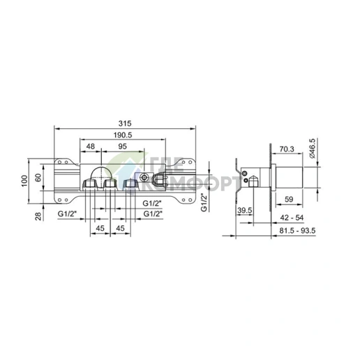 Fantini Venezia Встраиваемый Смеситель для Душа с Двумя Источниками и Беспроводным Управлением в Золотом Цвете (29 01 N385SB) - фото 2