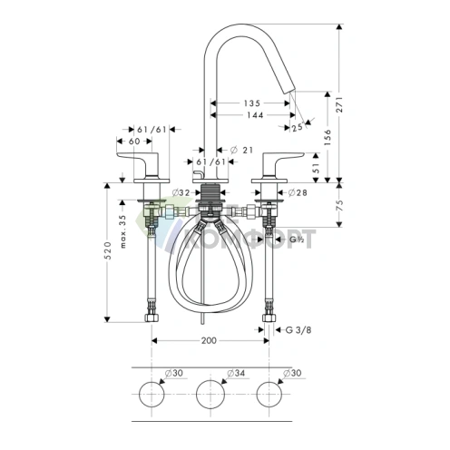 Смеситель для раковины AX Citterio M в цвете шлифованное красное золото (34133310) - фото 2
