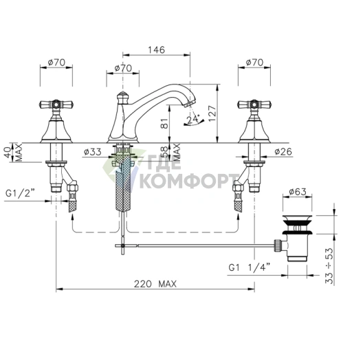 Смеситель для раковины Nicolazzi Teide с автоматическим изливом на 3 отверстия, хром (1908CR05) - фото 2