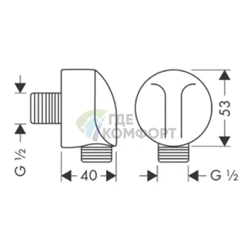 Подводка для скрытого смесителя HG Fixfit E, шланговая, G1/2, хром (27454000) - фото 2