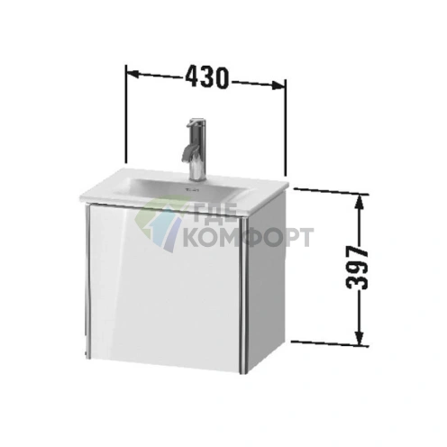 Подвесная тумба Duravit XSquare 073345 White High Gloss, 397x430x308 мм (XS4220L2222) - фото 2