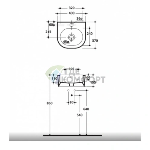 Раковина Kerasan Flo 40x37 см белая с отверстием под смеситель (314901*1) - фото 3