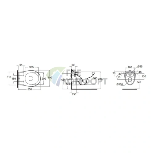 Подвесной унитаз AZZURRA JUBILAEUM 55x40 см белый с системой инсталляции KTT2000CF (JUB100/SOSK bi)) - фото 2