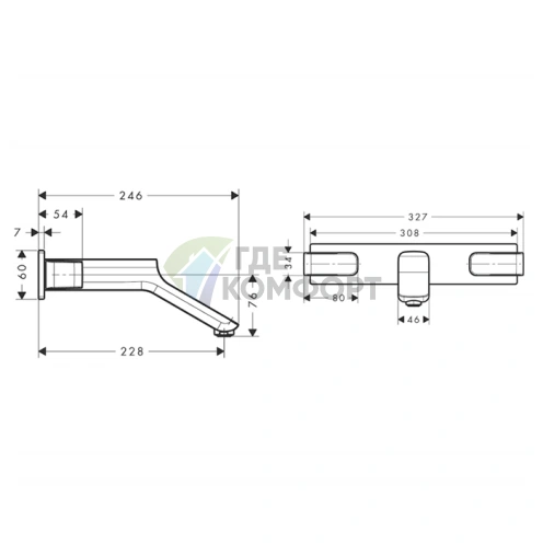 Встраиваемый смеситель AX Urquiola для раковины на 3 отверстия, хром (11043000) - фото 2
