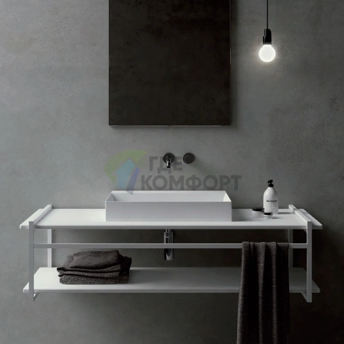 Раковина AZZURRA ELEGANCE квадратная подвесная 60x45 см белая без отверстия - фото 1