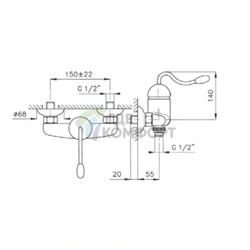 Смеситель для душа однорычажный настенный Nicolazzi Signal золото (3405GO20) - фото 2