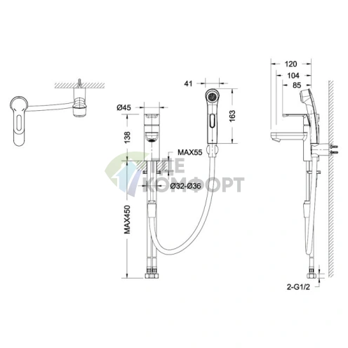 Смеситель Bravat Stream-D с гигиеническим душем для раковины - фото 2