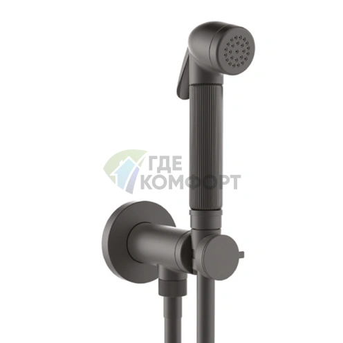 Гигиенический душ BOSSINI NIKITA с прогрессивным смесителем, металлической лейкой и шлангом Cromolux в матовом черном цвете (E37009B.073) - фото 1
