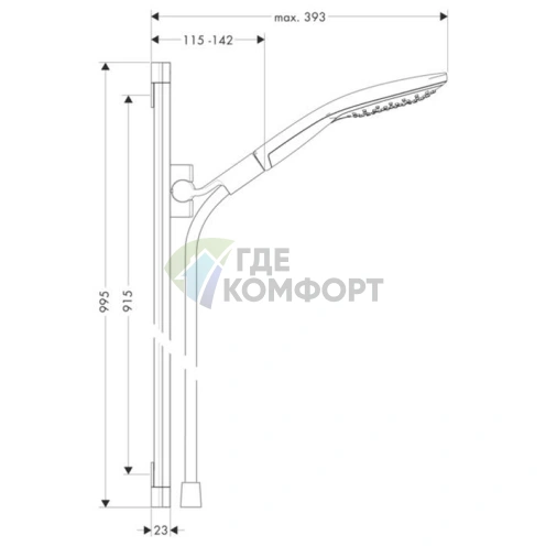 Душевой набор HG Raindance Select S: система RainAir с 3 режимами, технология EcoSmart, цвет белый/хром (26626400) - фото 2