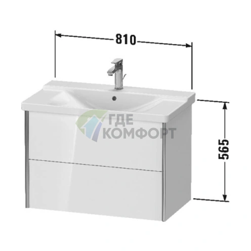 Тумба подвесная Duravit XViu с 2 ящиками, цвет walnut dark/черный матовый (XV41160B221) - фото 2