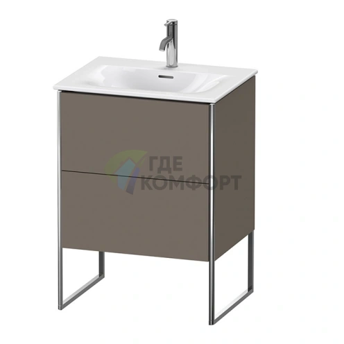 Напольная тумба под раковину Duravit XSquare 234463 с 2 ящиками и регулируемыми ножками, цвет Flannel Grey (XS452209090) - фото 1