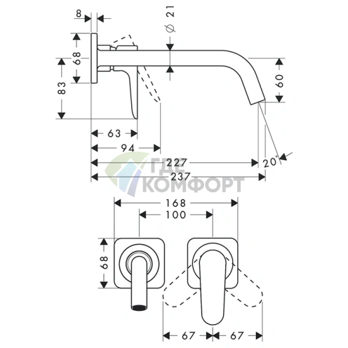 Смеситель для раковины AX Citterio M в цвете полированное золото (34116990) - фото 2