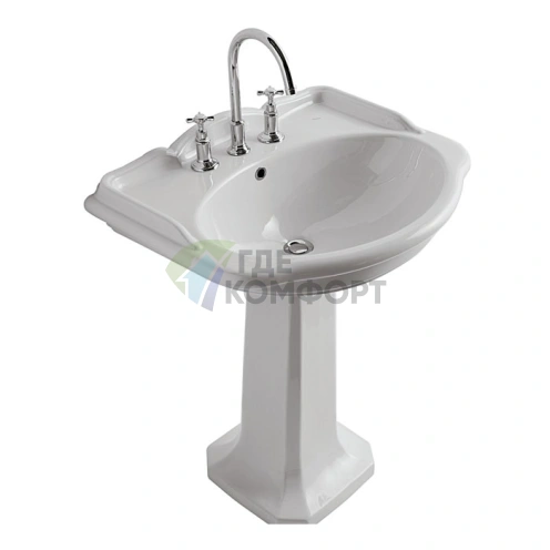 Подвесная раковина GLOBO Paestum 71x58 см белая с комплектом креплений - фото 1