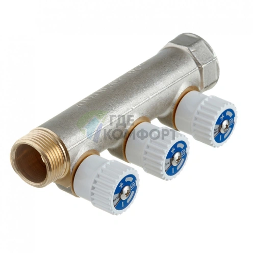 Коллектор Stout (SMB 6851 341203) 3/4 ВР(г) х 3 выхода 1/2 НР(ш) х 3/4 НР(ш) регулируeмый - фото 1