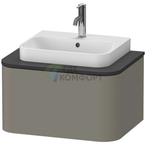 Столешница Duravit Happy D.2 Plus 16x650x480 мм для тумб HP4940/HP4960 с вырезом под раковину, цвет graphite supermatt (HP031B08080) - фото 1