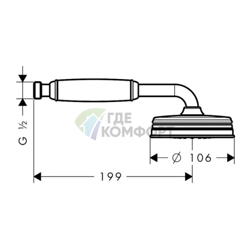 Ручной душ AX Montreux 100 мм с белой рукояткой в шлифованном никеле (16320820) - фото 2