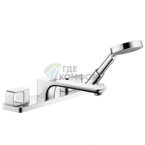 Смеситель для ванны AX Urquiola на 4 отверстия с ручным душем (хром) (11445000) - фото 1