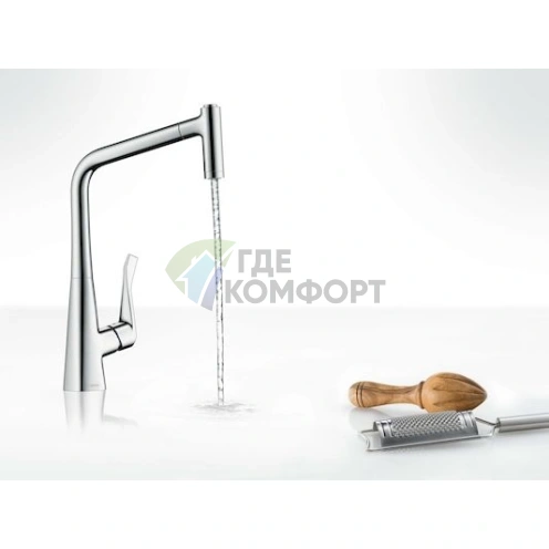 Смеситель Hansgrohe Metris 14820000 для кухни: выдвижная лейка и универсальный монтаж - фото 4