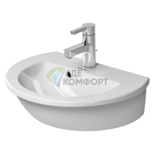 Раковина для рук Duravit Darling New с переливом, 1 отверстие под смеситель, 470x345 мм, белая (731470000) - фото 3
