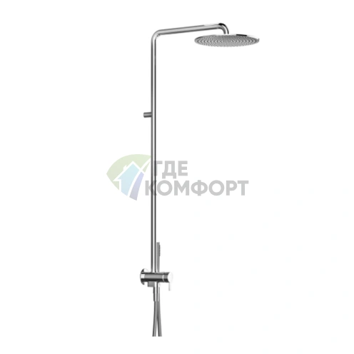 Смеситель для душа Fantini Nostromo: встраиваемая конструкция на 2 выхода с верхним душем, хром (86 02 8114B) - фото 1