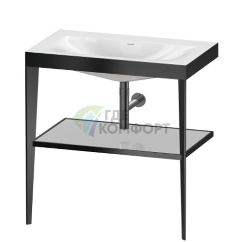 Консоль напольная Duravit XViu с раковиной и полкой, 850x800x480 мм, черный мат/хром (XV4715NB210) - фото 1