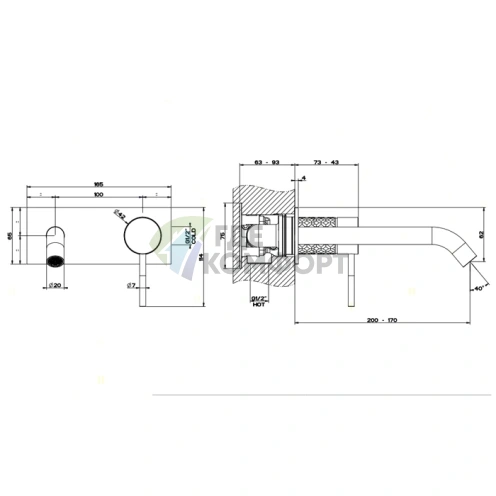 Встраиваемый смеситель для раковины GESSI 316 с изливом 200-170 мм, цвет стальной матовый (54190#239) - фото 2