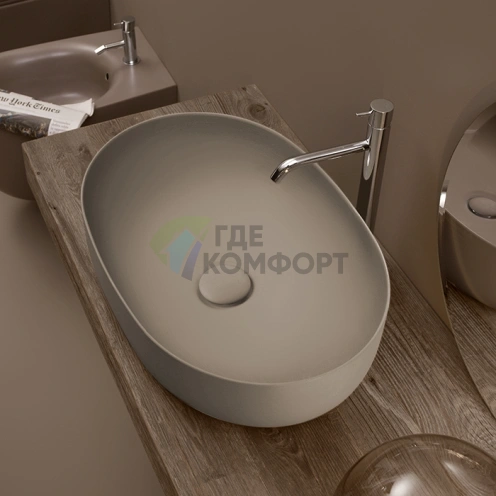 Накладная раковина Kerasan Nolita 60x40 см коричневый орех без отверстия под смеситель (534381) - фото 1