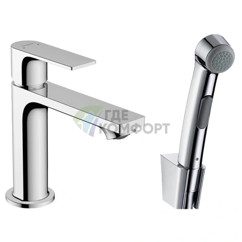 Смеситель для раковины Hansgrohe Rebris E 110 с гигиеническим душем в хромированном исполнении (72216000) - фото 1