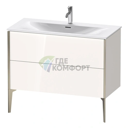 Подвесная тумба Duravit XViu с 2 ящиками — 591x1010x480 мм, цвет белый глянцевый/champagne matt (XV43030B122) - фото 1