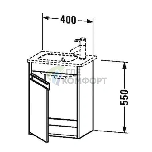 База под раковину Duravit Ketho 550x400x285, 1 дверка, белый матовый (KT6417L1818) - фото 2