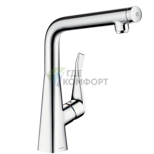 Смеситель для кухни Hansgrohe Metris Select: хром, поворотный излив, кнопка включения воды (14883000) - фото 1