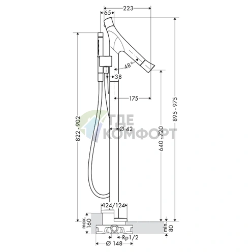 Термостат для ванны AX Starck Organic в цвете шлифованное красное золото (12016310) - фото 2
