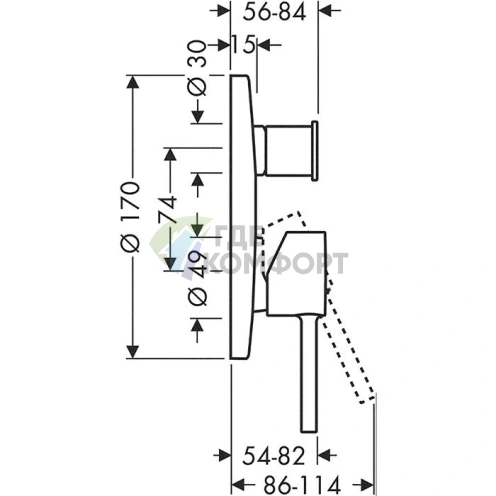 Смеситель для ванны AX Starck, цвет: шлифованное красное золото (10418310) - фото 2