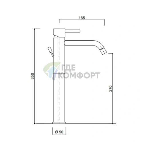 Высотный однорычажный смеситель для раковины SIMAS TOKYO хром (TOMMLP cr) - фото 2