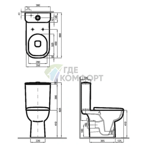 Унитаз-компакт IFO Grandy Rimless - фото 3