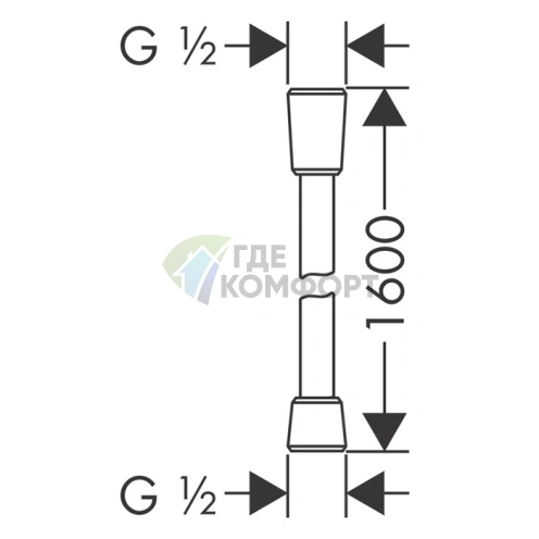 Гибкий душевой шланг HG Comfortflex 1,6 м, хром — прочность и комфорт (28168000) - фото 2