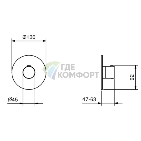 Термостатический смеситель для душа FANTINI Matt Gun Metal (встраиваемый) (87 P5 G500B) - фото 2